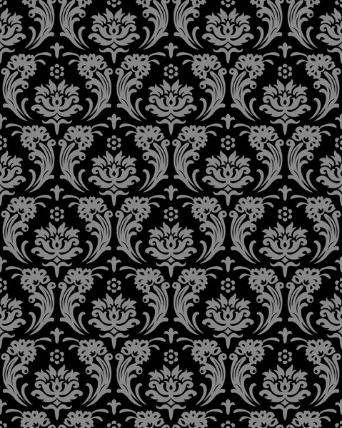 Élégant fond antique argenté et noir 419 _ spirale feuille de fleur de croix — Image vectorielle