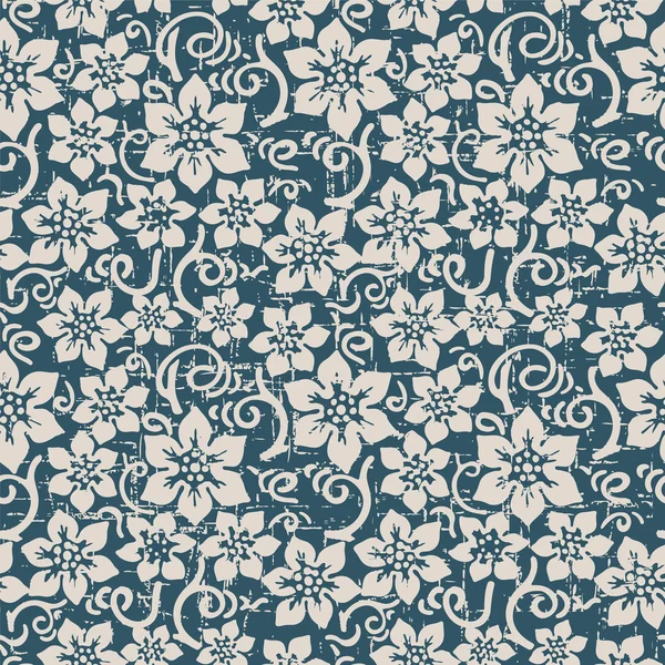 Inconsútil desgastado vintage fondo 408 _ jardín vintage flor espiral curva tallo — Vector de stock