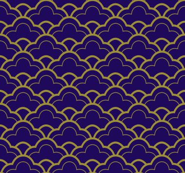 Antika sorunsuz arka plan görüntüsü oryantal vintage mavi altın eğri çizgi ölçek