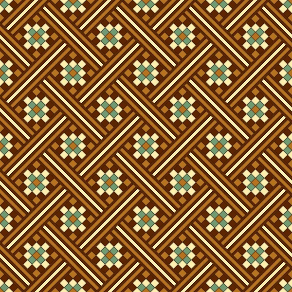 Antique imagem de fundo sem costura de marrom quadrado verificar geometria cruz mosaico — Vetor de Stock