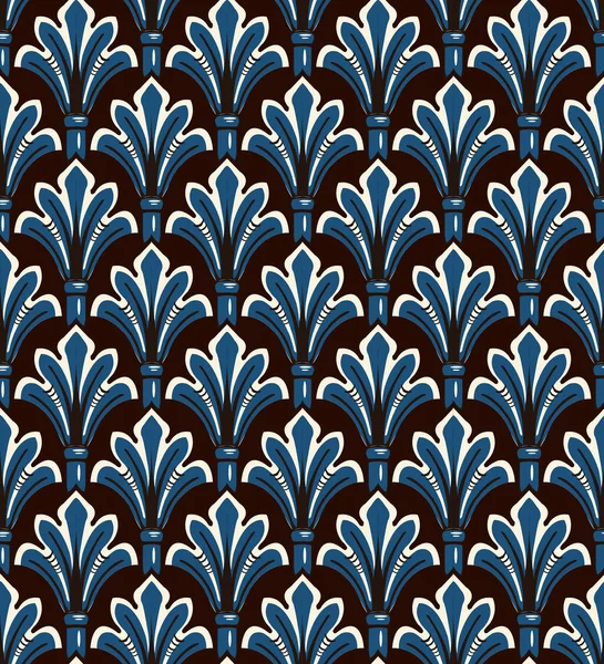 Antique image de fond sans couture de vintage bleu nature jardin courbe feuille — Image vectorielle