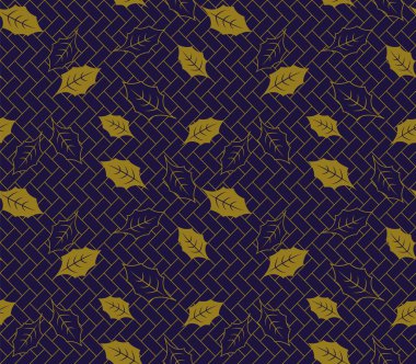 Sorunsuz arka plan 527 vintage doğa yaprak kare geometri çapraz antika