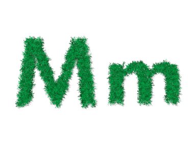 Vektör yeşil çim büyük ve küçük harf Alfabe harf.