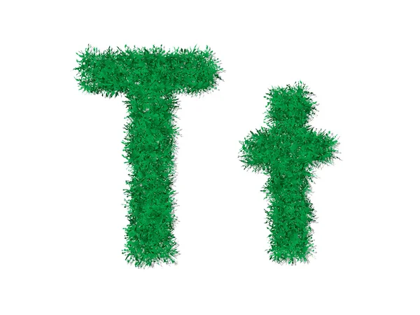 Vector groen gras hoofdletters en kleine letters alfabet letter. — Stockvector