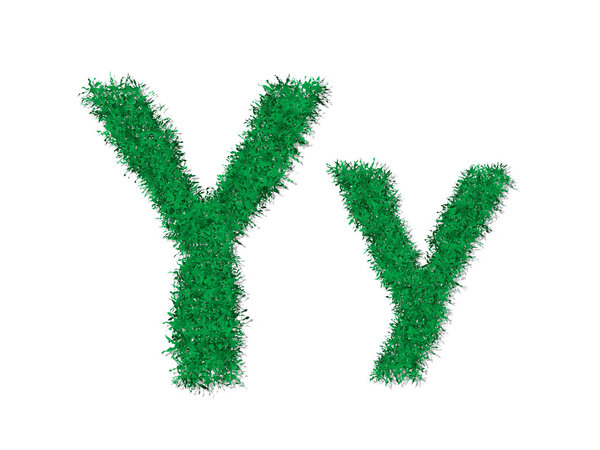Vector green grass uppercase and lowercase alphabet letter.