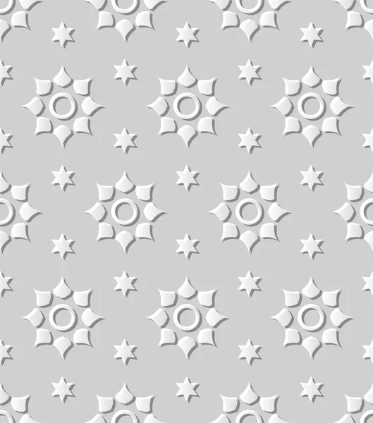 3D papel arte 597 estrela flor redonda — Vetor de Stock