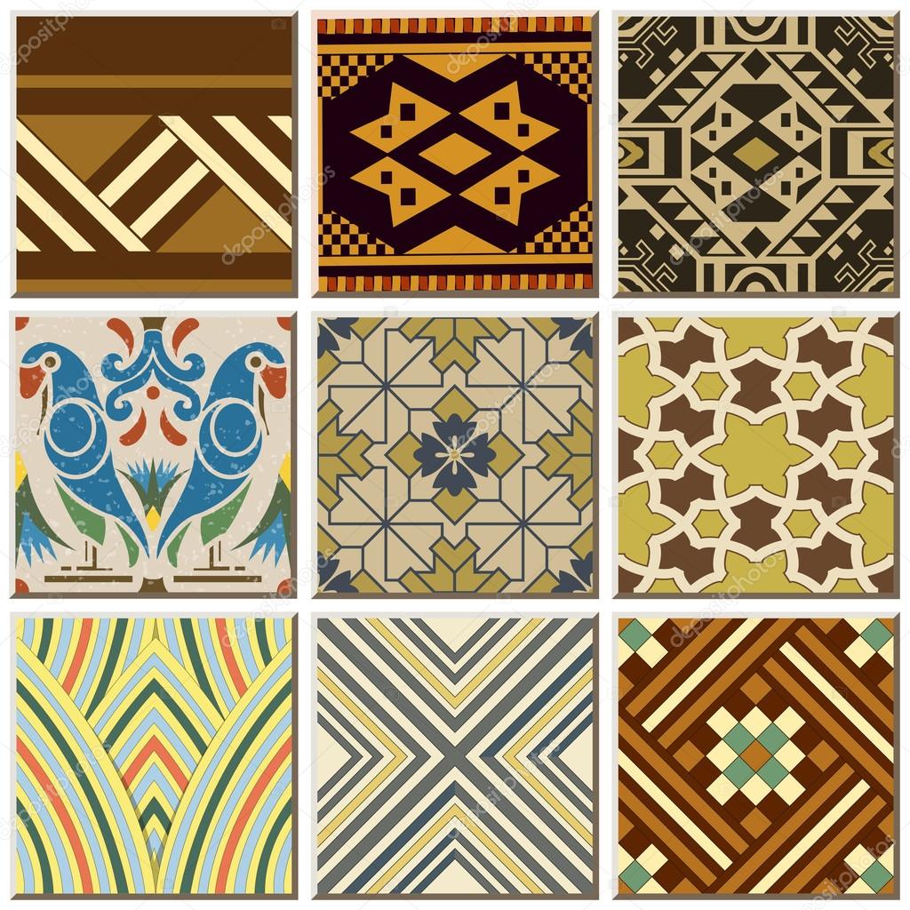 Vintage retro ceramic tile pattern set collection 045