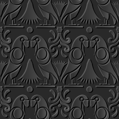 Karanlık 3d sanat 496 kuş parrot çiçek kağıt