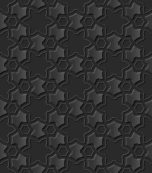 Mörka 3d papper konst 499 islamiska stjärna polygon geometri cross — Stock vektor