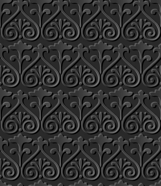 Oscuro 3D papel arte 506 curva espiral cruz flor — Vector de stock
