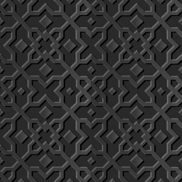 Arte em papel 3D escura 547 estrela quadrada geometria cruzada caleidoscópio — Vetor de Stock