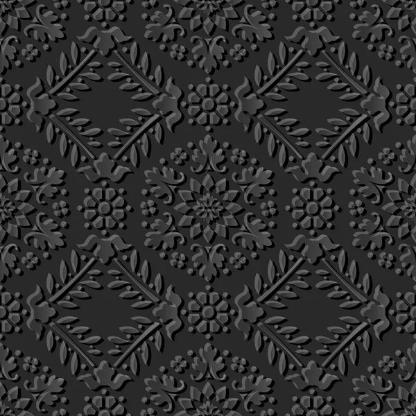 Темне 3D паперове мистецтво 587 старовинний круглий хрест квіткова лоза — стоковий вектор