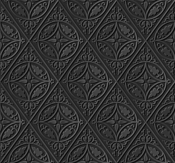 Тёмная 3D бумага 591 круглая кривая ромб крест цветок рамка — стоковый вектор