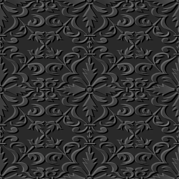 Dark 3D paper art 592 spiral curve cross garden flower — Stock Vector