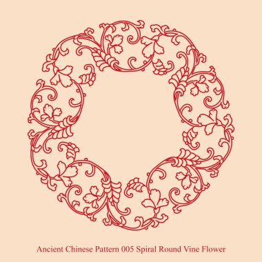 Antik Çin Pattern_005 Spiral yuvarlak asma çiçek