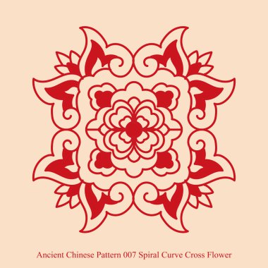 Antik Çin Pattern_007 sarmal eğri çapraz çiçek