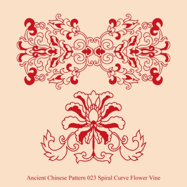 Antik Çin Pattern_023 sarmal eğri çiçek asma