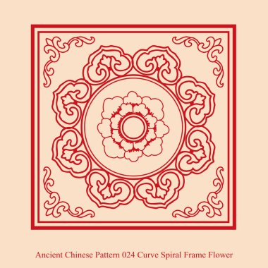 Antik Çin Pattern_024 eğrisi sarmal çerçeve çiçek