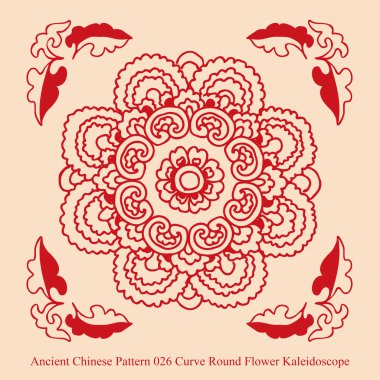 Antik Çin Pattern_026 eğrisi yuvarlak çiçek çiçek Dürbünü