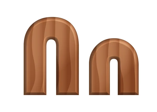 Nature texture en bois font-14 alphabet minuscule et majuscule — Image vectorielle