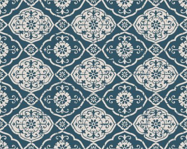 Sorunsuz arka plan 456 oriental Asya eğrisi sarmal çiçek kaleydoskop yıpranmış