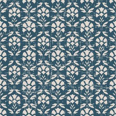 Sorunsuz arka plan 522 vintage zarif eğrisi yaprak çiçek çapraz yıpranmış