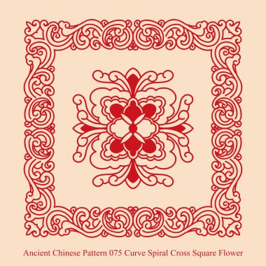 Antik Çin Pattern_075 eğrisi sarmal çapraz kare çiçek