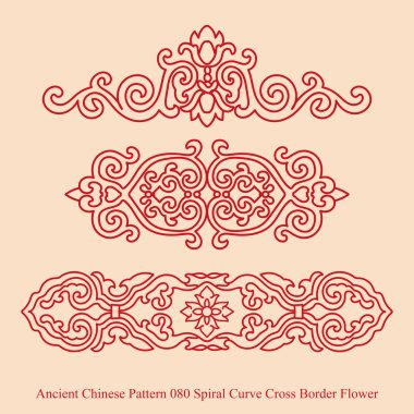 Antik Çin Pattern_080 sarmal eğri çapraz sınır çiçek