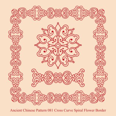 Antik Çin Pattern_081 eğrisi sarmal çiçek sınır çapraz