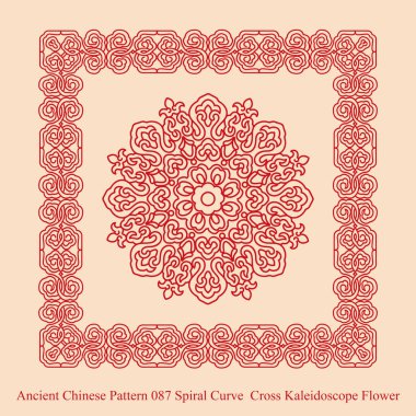 Antik Çin Pattern_087 sarmal eğri Kaleidoscope Flo çapraz