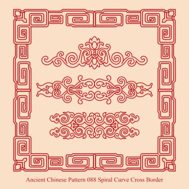 Antik Çin Pattern_088 sarmal eğri çapraz kenarlık