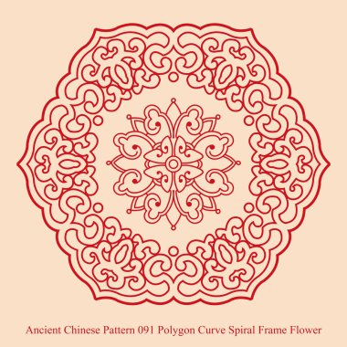 Antik Çin Pattern_091 çokgen eğrisi sarmal çerçeve çiçek
