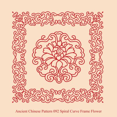 Antik Çin Pattern_092 sarmal eğri çerçeve çiçek