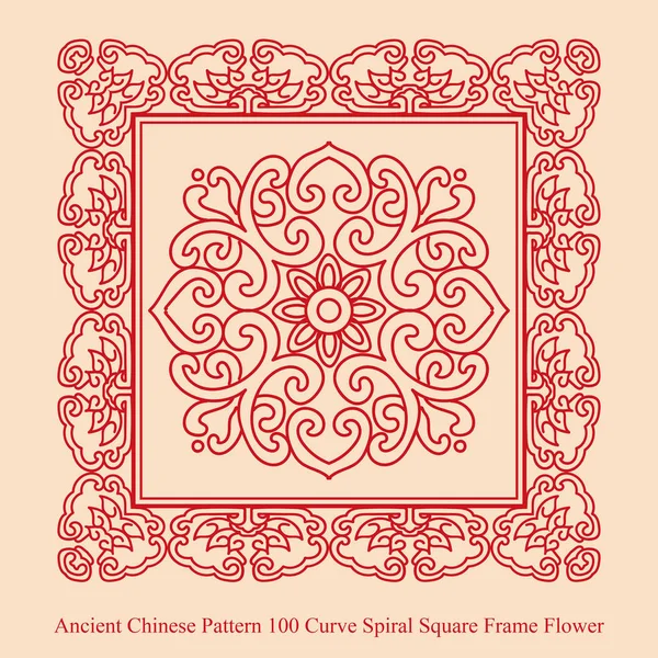 Starożytny chiński Pattern_100 łuk spirala placu ramy kwiat — Wektor stockowy