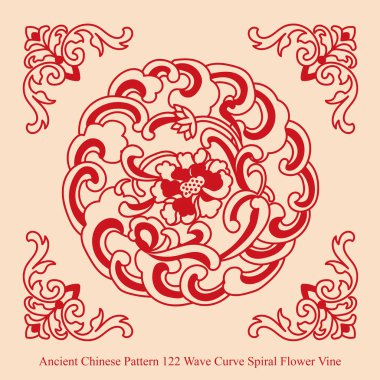 Antik Çin Pattern_122 dalga eğrisi sarmal çiçek asma