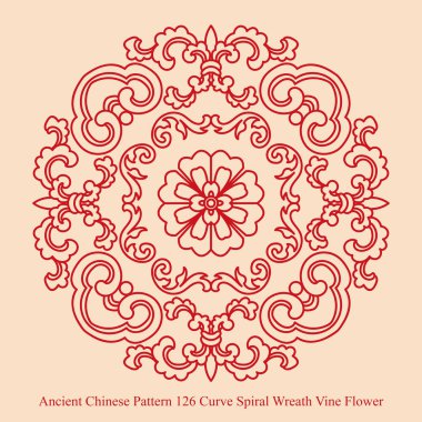 Antik Çin Pattern_126 eğrisi sarmal çelenk asma çiçek