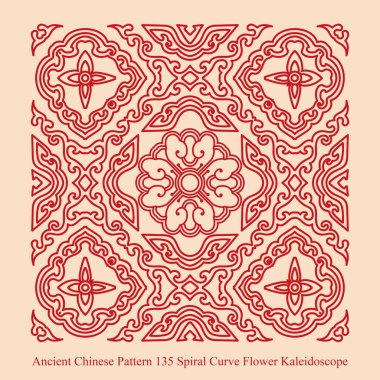 Antik Çin Pattern_135 sarmal eğri çiçek çiçek Dürbünü