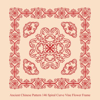 Antik Çin Pattern_146 sarmal eğri asma çiçek çerçeve