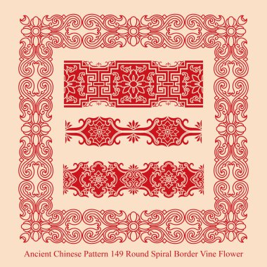 Antik Çin Pattern_149 sarmal sınır asma çiçek yuvarlak
