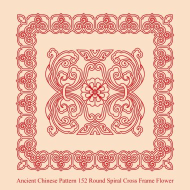 Antik Çin Pattern_152 yuvarlak sarmal çapraz çerçeve çiçek