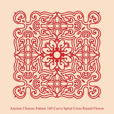 Antik Çin deseni eğrinin helezon çapraz yuvarlak çiçek