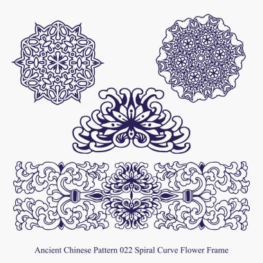 Antik Çin model sarmal eğri çiçek çerçeve