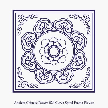 Antik Çin desen eğrisi sarmal çerçeve çiçek