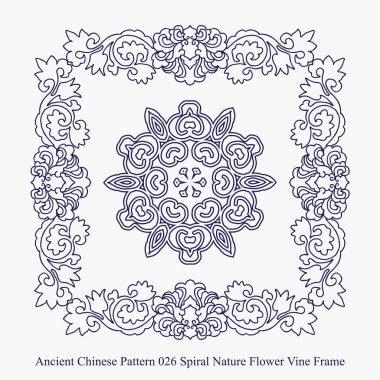 Antik Çin model sarmal doğa çiçek asma çerçeve