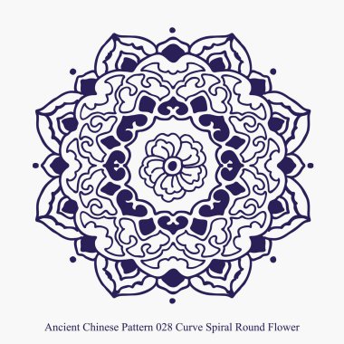 Antik Çin deseni eğrinin Spiral çiçek