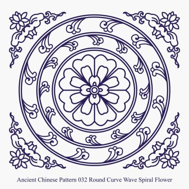 Antik Çin desen yuvarlak eğrisi dalga sarmal çiçek