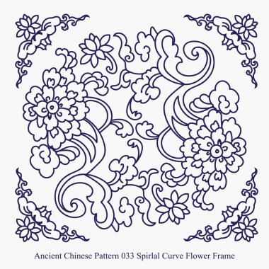 Antik Çin model sarmal eğri çiçek çerçeve