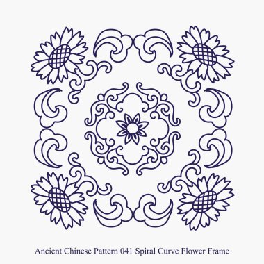 Antik Çin model sarmal eğri çiçek çerçeve
