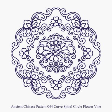 Eğri sarmal daire çiçek asma Antik Çin desen