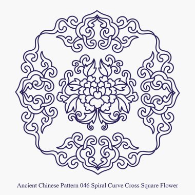 Antik Çin model sarmal eğri çapraz kare çiçek